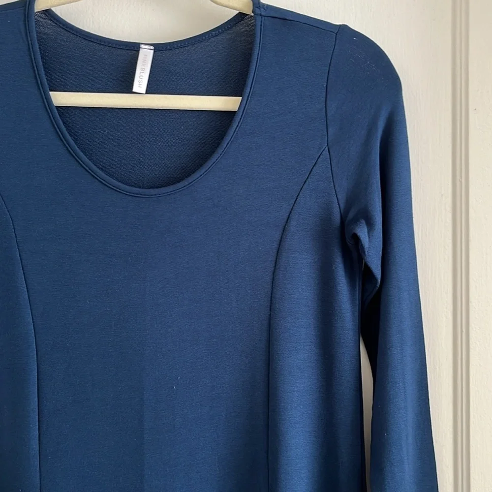 PinkBlush Solid Navy Blue Maternity Maxi Dress Size Small Long Sleeve